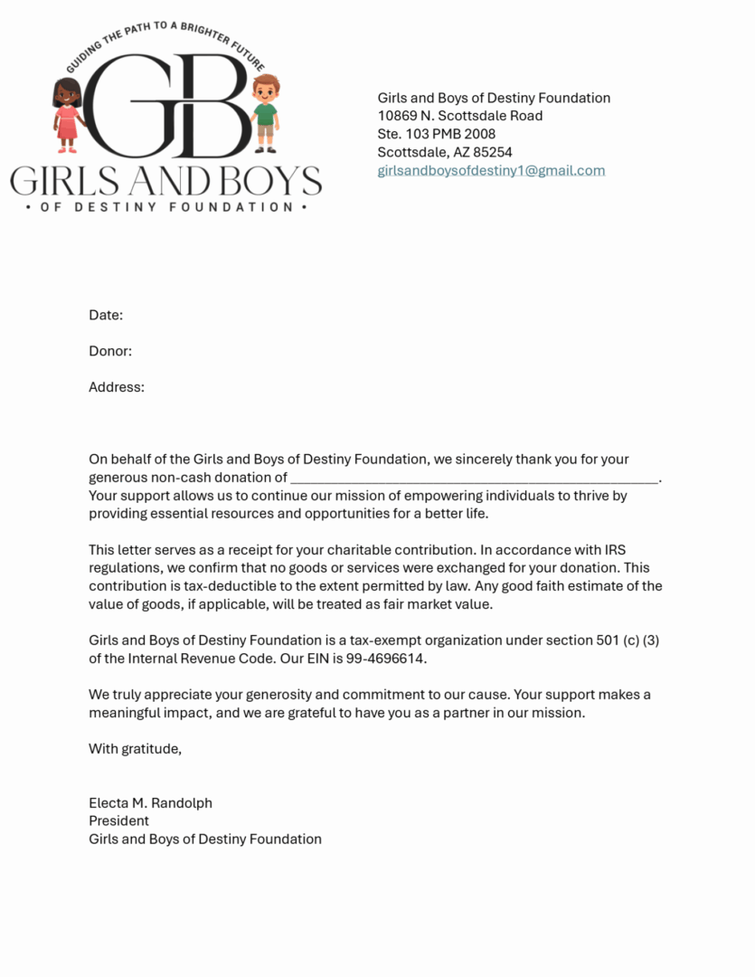 Donation thank you letter from foundation.